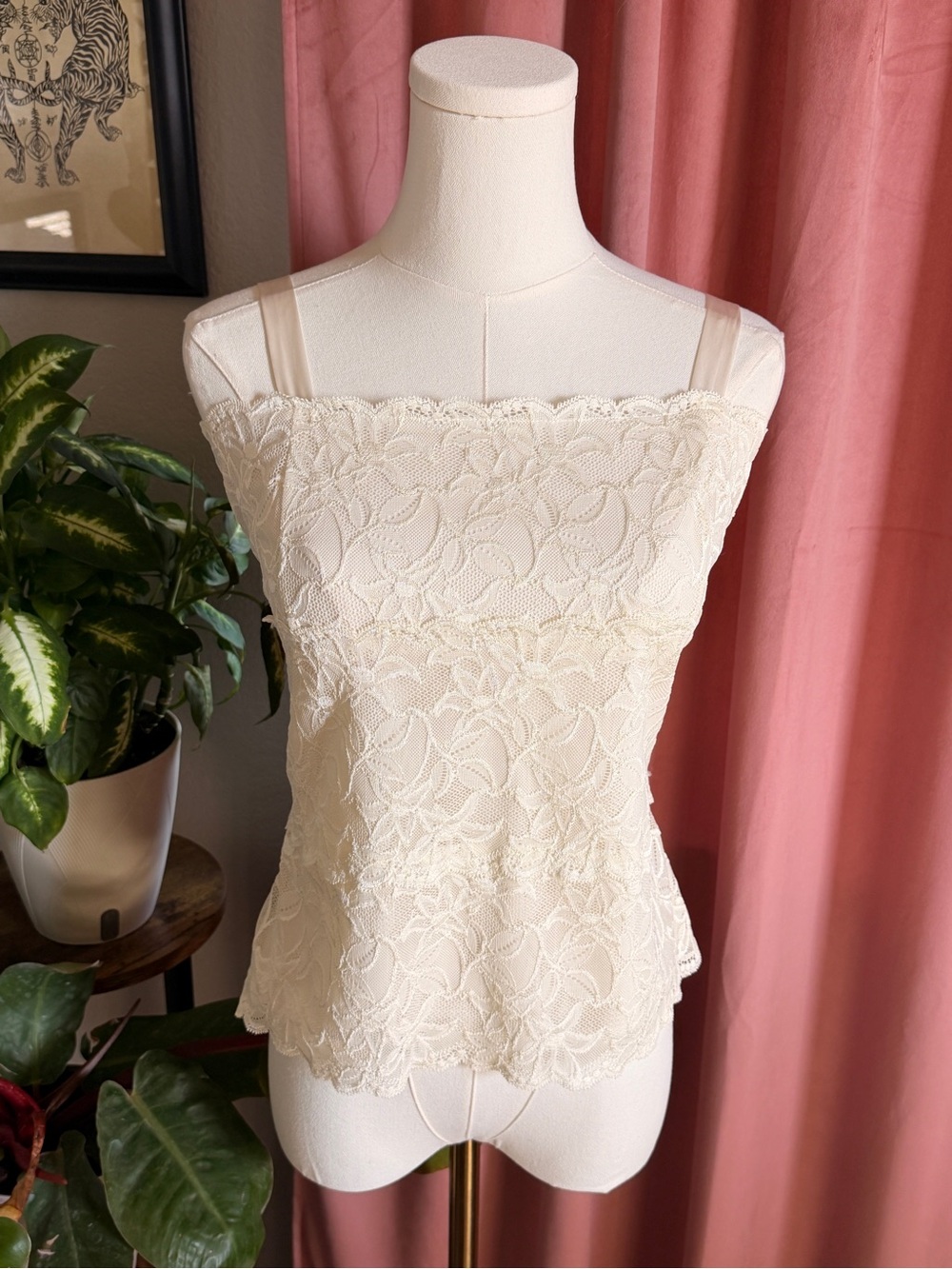 Vintage Y2K Lace Square Neck Tank Top